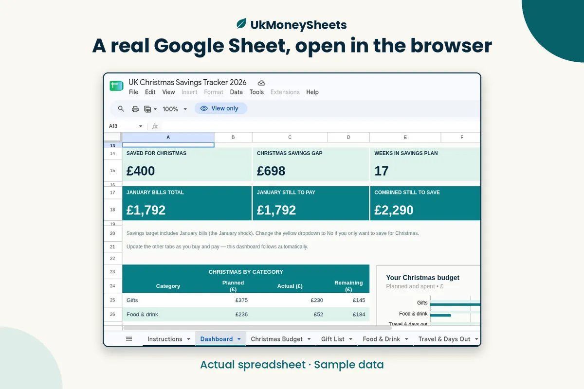 Real Google Sheets screenshot: a real Google Sheet, open in the browser, sample data